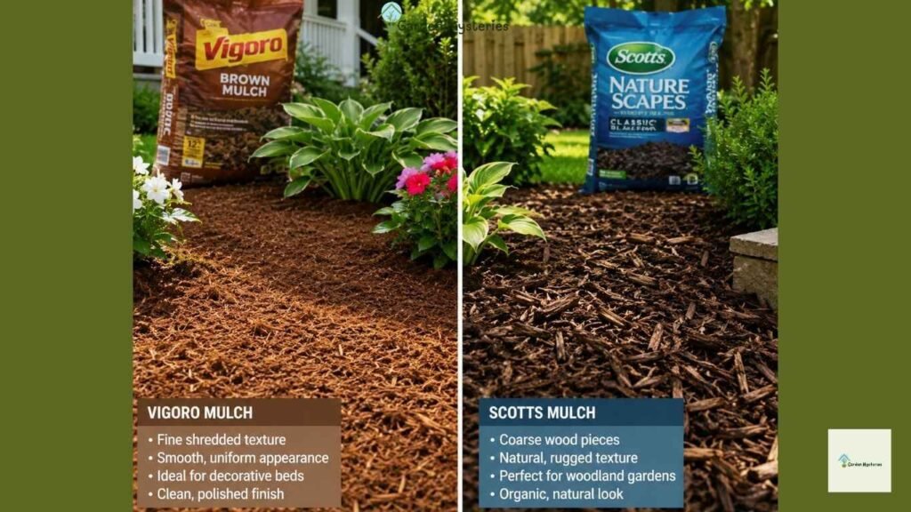 mulch bags side by side Texture comparison