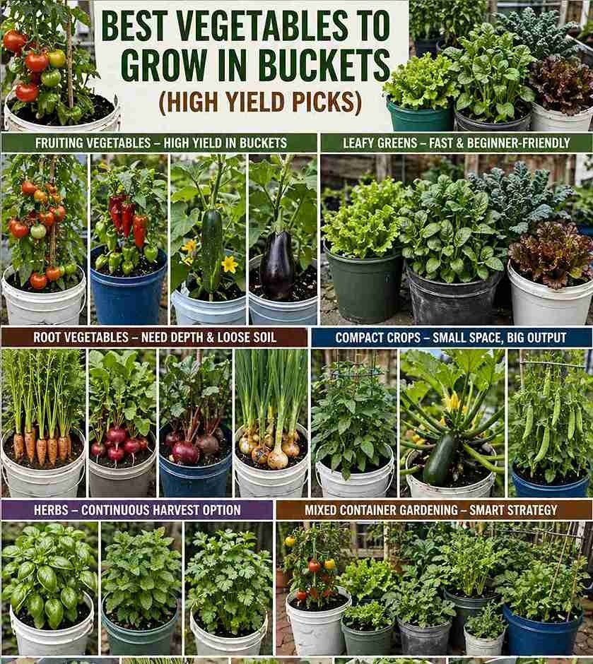 vegetables to grow in buckets