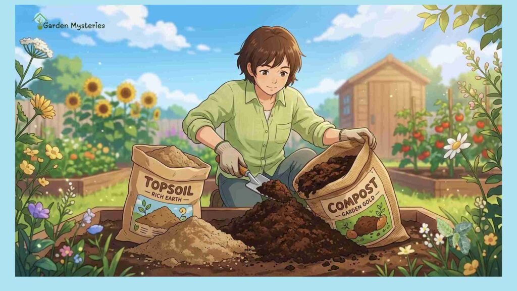 Mix Topsoil with organic Compost