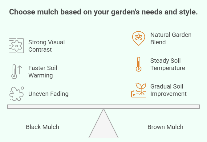pros and cons of Brown Mulch and Black Mulch