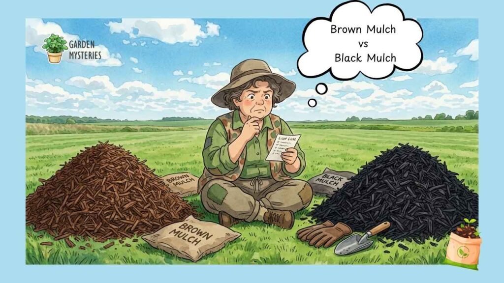 black mulch vs brown mulch for plants