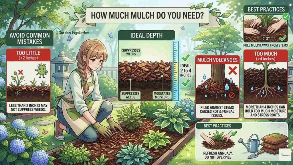 proper mulch use doge in garden