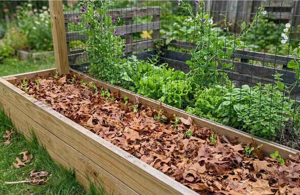Leaf Mulch in raised bed