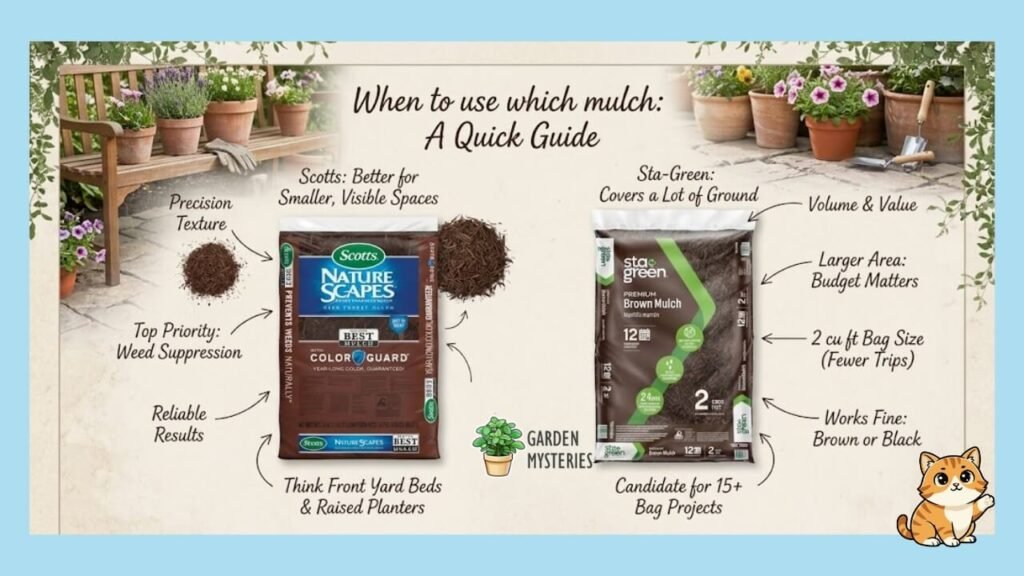 When to Use STA Green and Scotts Mulch