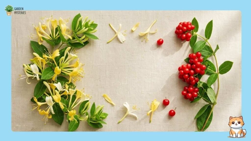 Honeysuckle Berries and Flowers