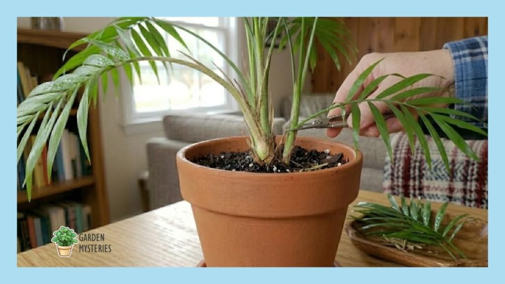 Pruning palm tree